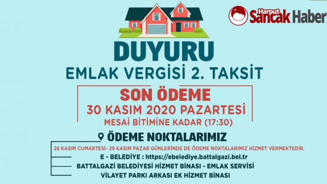 Battalgazi Belediyesi'nden Vergi Uyarısı