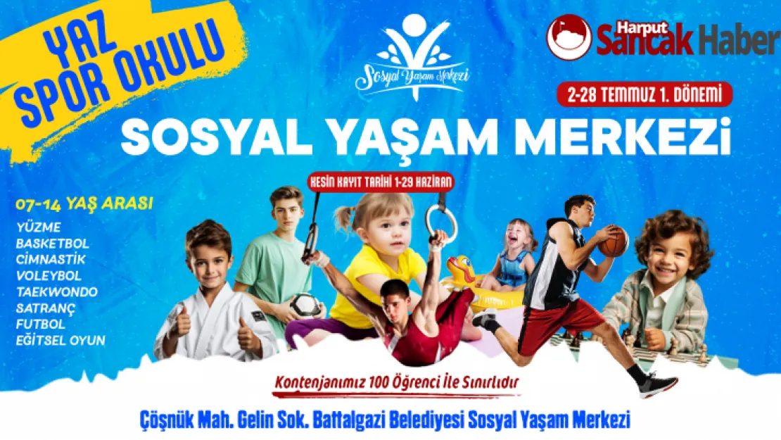 Battalgazi Sosyal Yaşam Merkezi'nde Yaz Spor Okulu İçin Geri Sayım