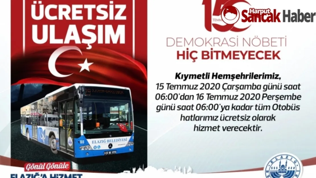 Belediye Araçları 15 Temmuz'da Ücretsiz Olacak