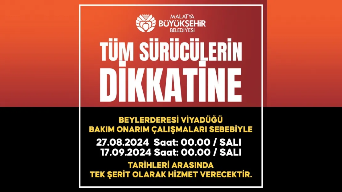 Beylerderesi Viyadüğü Bakım'a Alınıyor