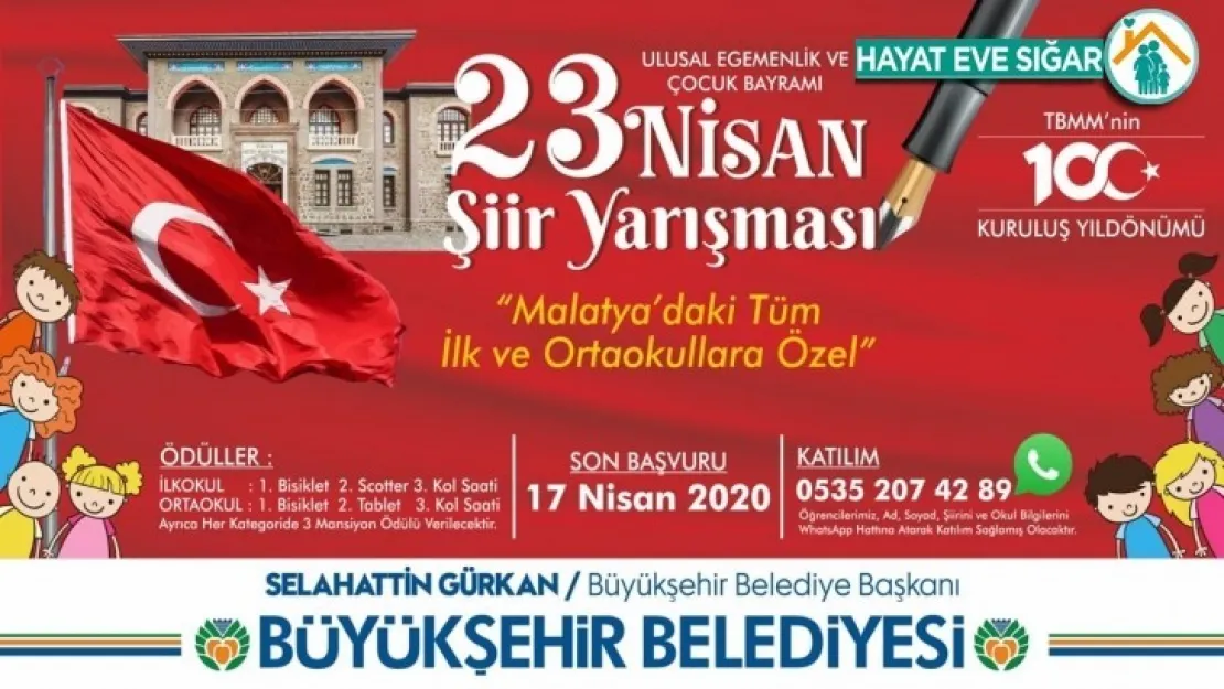 Büyükşehir'den  23 Nisan Şiir Yarışması