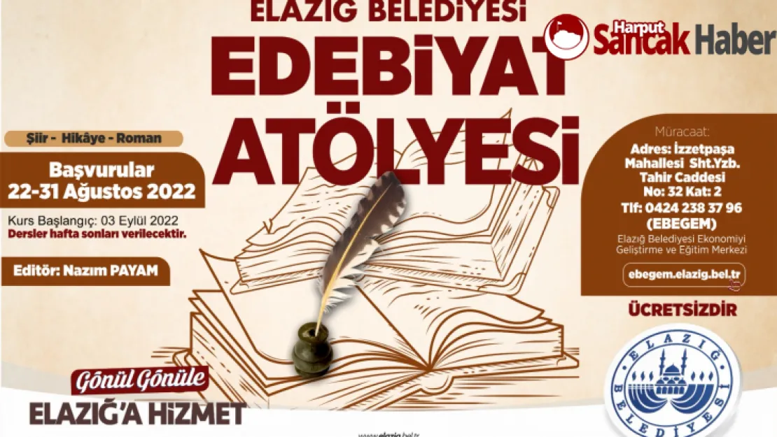 Elazığ Belediyesi 'Edebiyat Atölyesi' Başvuruları Devam Ediyor