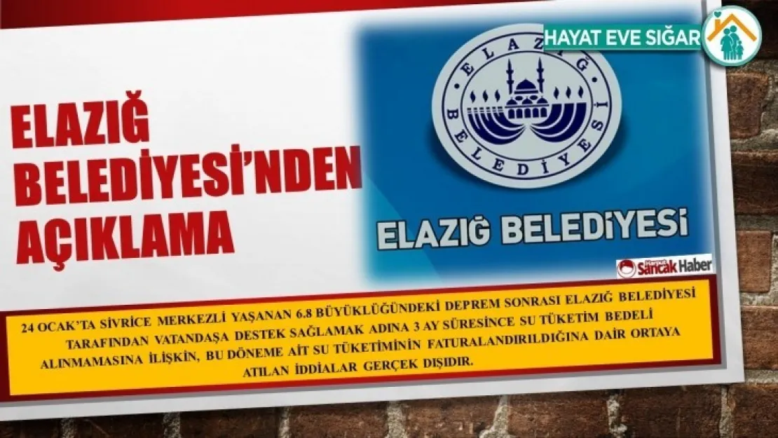 Elazığ Belediyesi'nden Açıklama