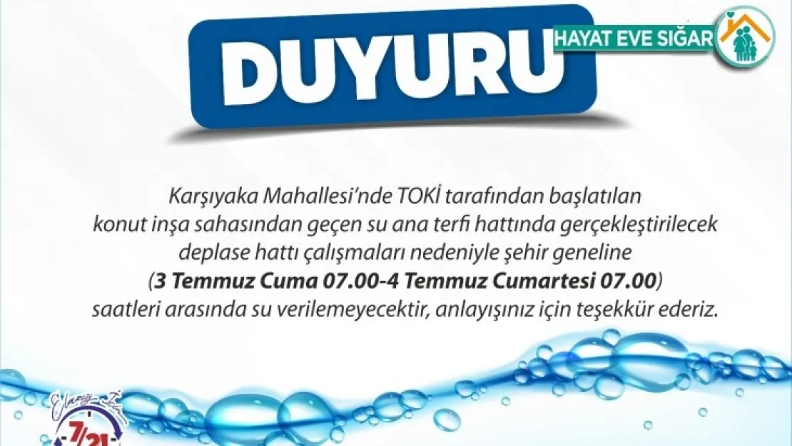 Elazığ Belediyesi'nden Duyuru