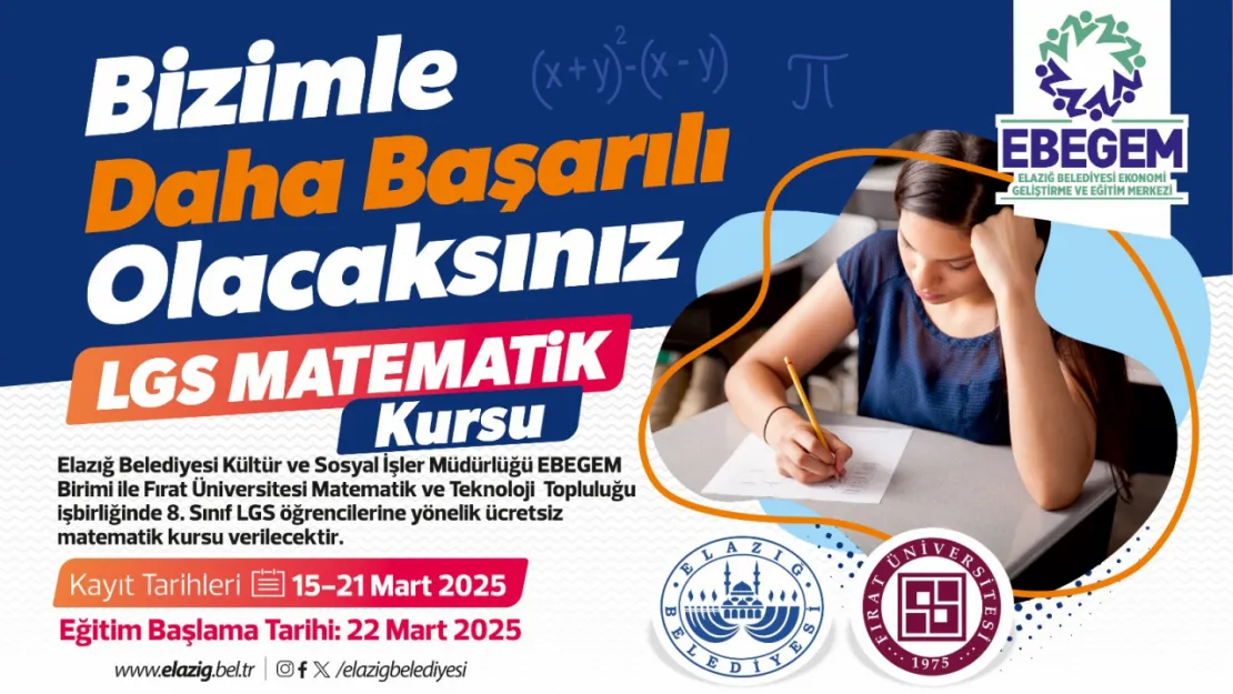 Elazığ Belediyesi'nden LGS'ye Hazırlanan Öğrencilere Ücretsiz Matematik Kursu