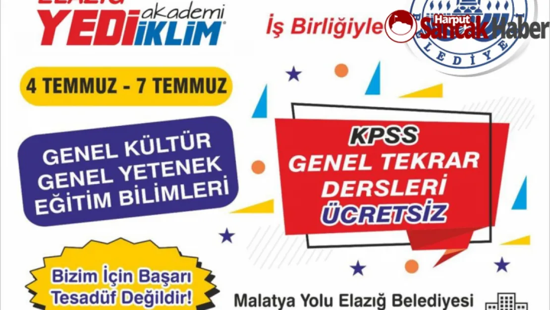 Elazığ Belediyesi'nden Memur ve Öğretmen Adaylarına Ücretsiz KPSS Tekrar Dersleri