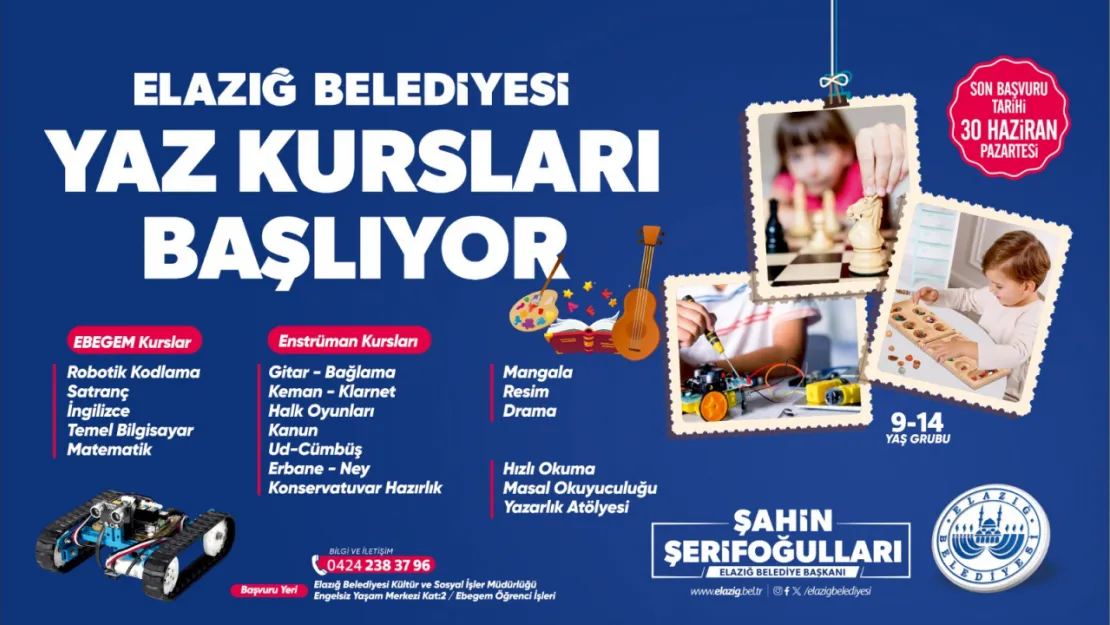 ELAZIĞ BELEDİYESİ YAZ KURSLARI BAŞLIYOR