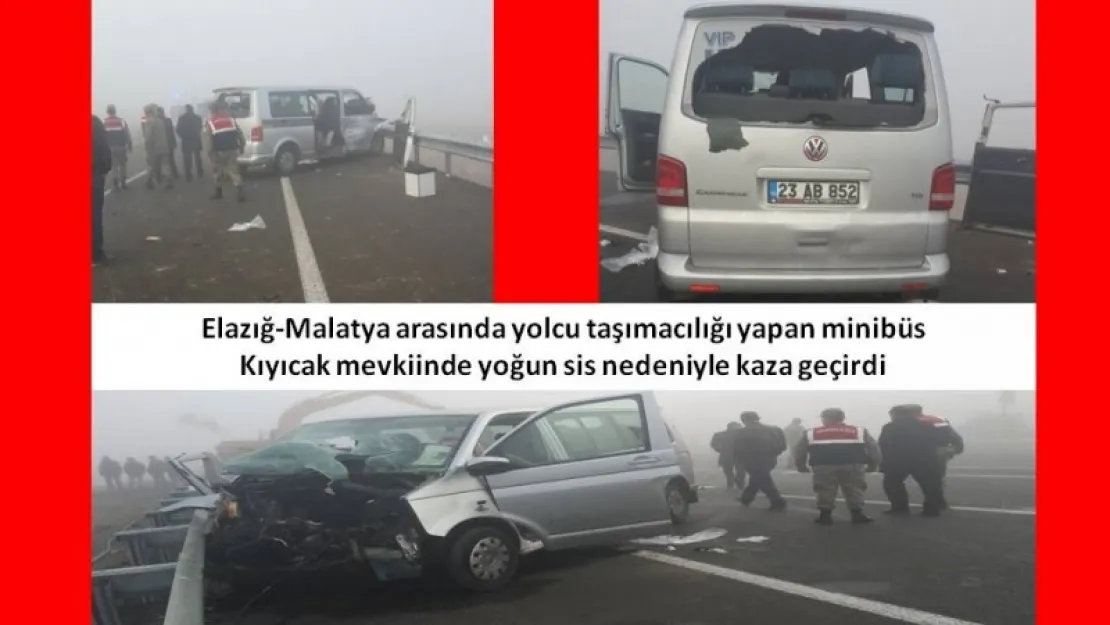 Yolcu taşımacılığı yapan minübüs, Kıyıcak mevkinde yoğun sis nedeniyle kaza geçirdi.