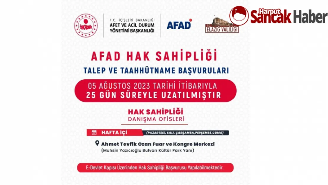 Hak Sahipliği Başvuruları 25 Gün Uzatıldı