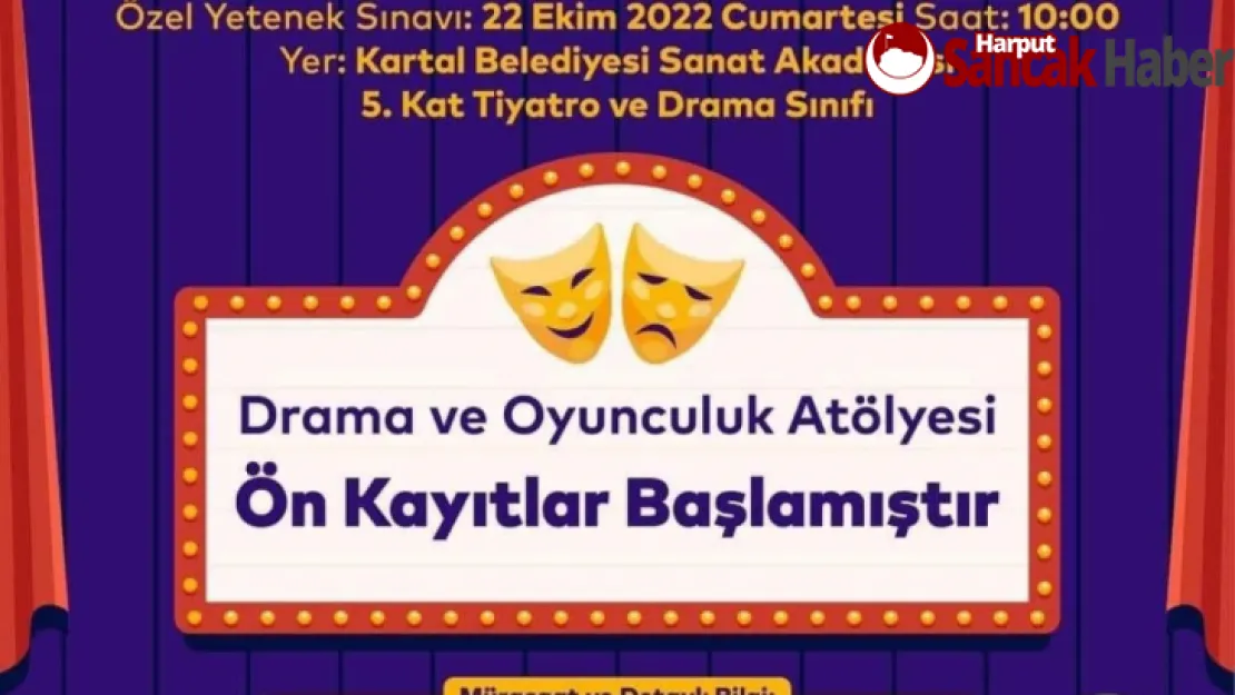 Kartal Belediye Tiyatrosu Drama ve Oyunculuk Atölyesi Ön Kayıtları Başladı