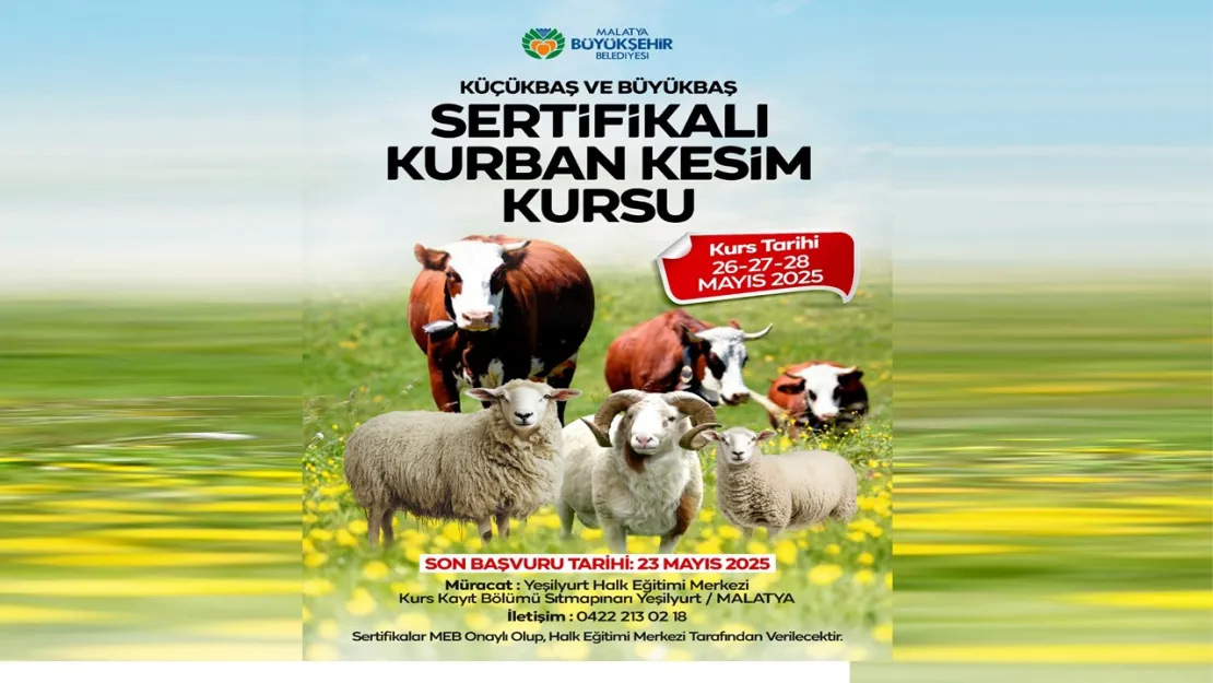 Malatya Büyükşehir Belediyesi Küçükbaş ve Büyükbaş Kurban Kesim Kursu Açıyor