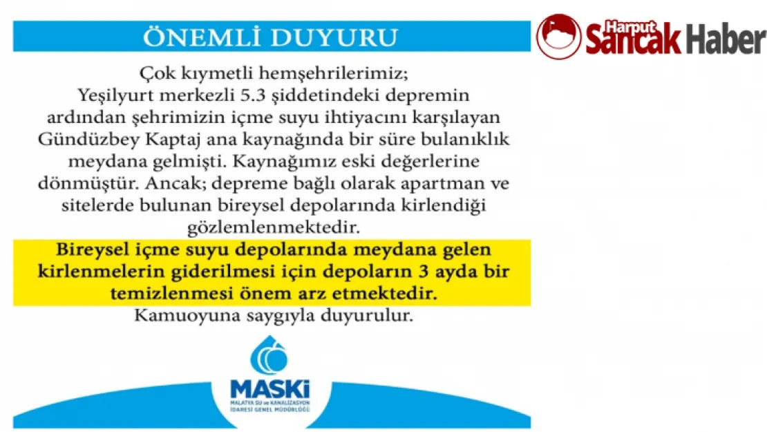 MASKİ UYARDI