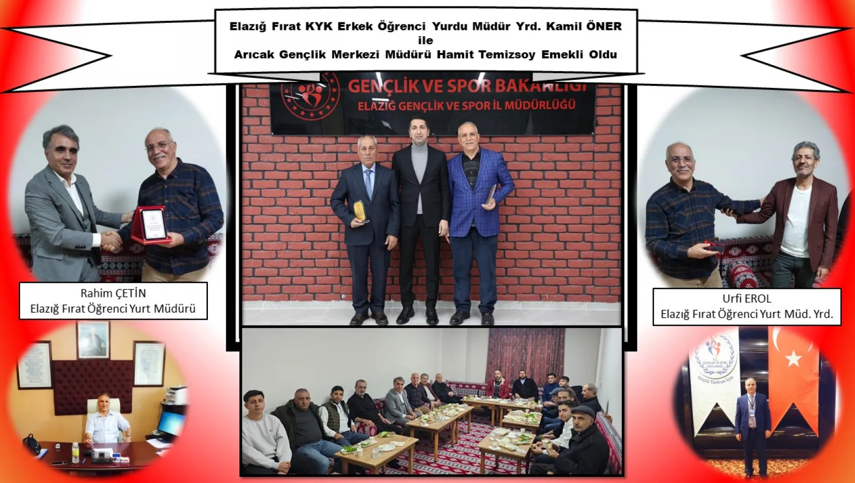 Elazığ Gençlik ve Spor İl Müdürlüğü Bağlı Kurum Yöneticileri Emekli Oldular