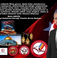 Başkan Akgün'den Miraç Kandili Mesajı