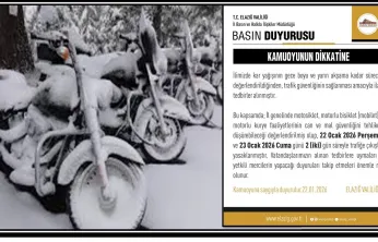 Elazığ'da Kar Yağışı Tedbiri: Motosiklet ve Kuryelere 2 Gün Trafik Yasak