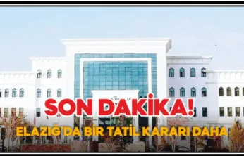 SON DAKİKA! Elazığ'da Bir Tatil Kararı Daha