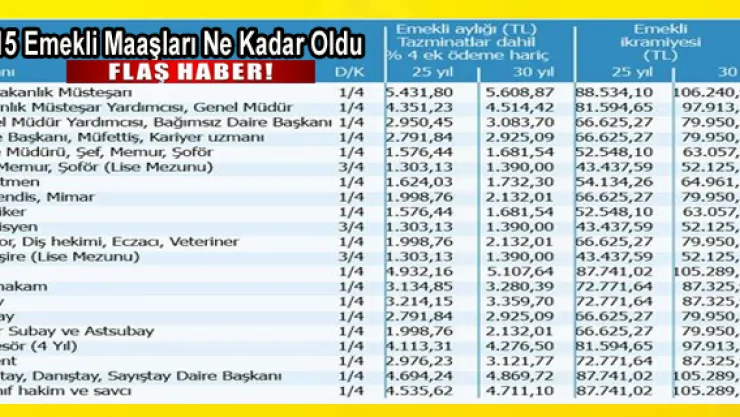 2015 Emekli Maaşları Ne Kadar Oldu ?