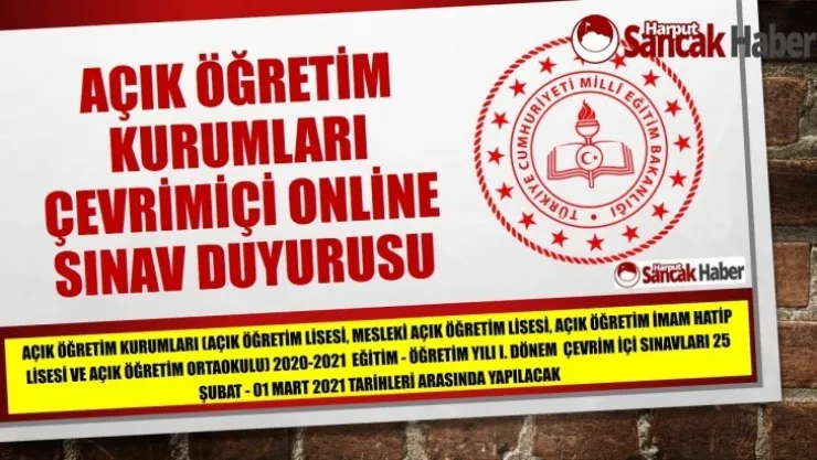 Açık Öğretim Kurumları Çevrimiçi Online Sınav Duyurusu