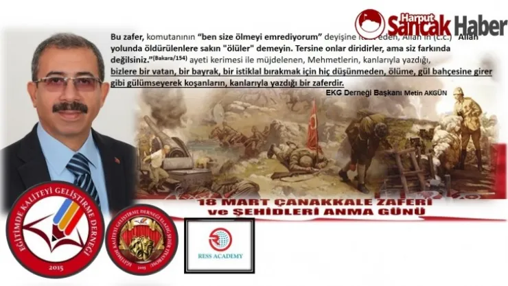 Başkan Akgün'den İstiklal Marşı Kabulü ve 18 Mart Çanakkale Zaferi Mesajı.