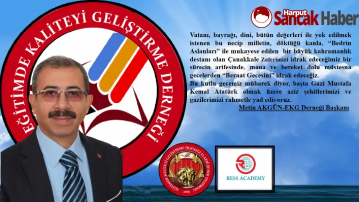 Başkan Akgün'ün, 'Berat Kandili ve Çanakkale Zaferi' Mesajı.