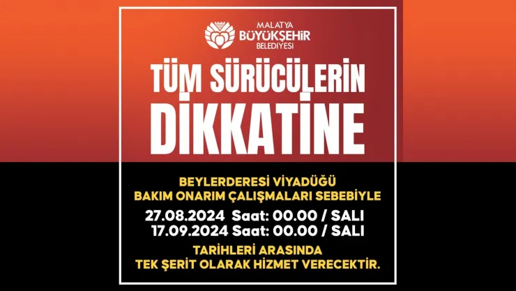Beylerderesi Viyadüğü Bakım'a Alınıyor