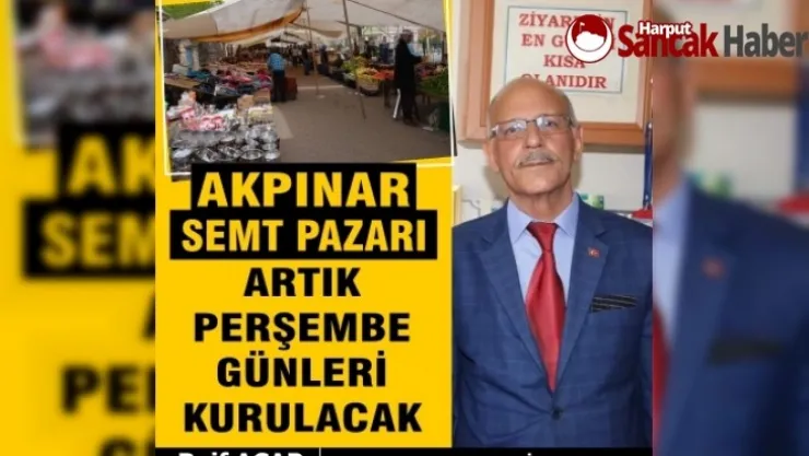Cumartesi Pazarı, Perşembe Günleri Kurulacak