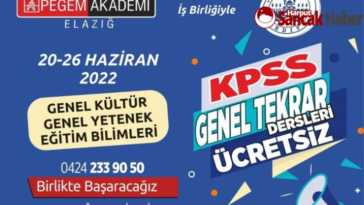 Elazığ Belediyesi'nden Ücretsiz KPSS Tekrar Dersleri
