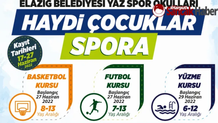 Elazığ Belediyesi'nin Ücretsiz Yaz Spor Kursları İçin Kayıtlar Başladı