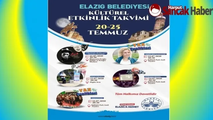 Elazığ Belediyesi Yaz Etkinlikleri Takvimi Belli Oldu