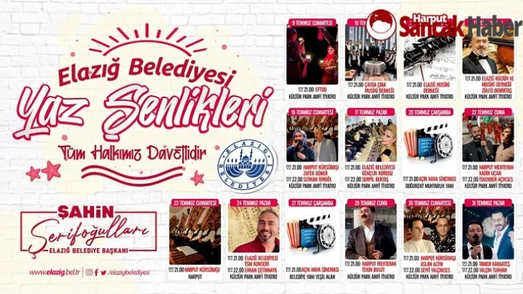 Elazığ Belediyesi Yaz Şenlikleri Başlıyor