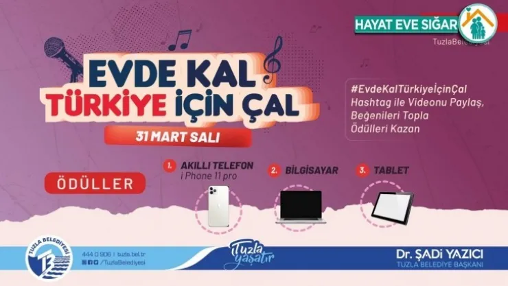 Evde kal Türkiye için çal yarışması kazandırıyor