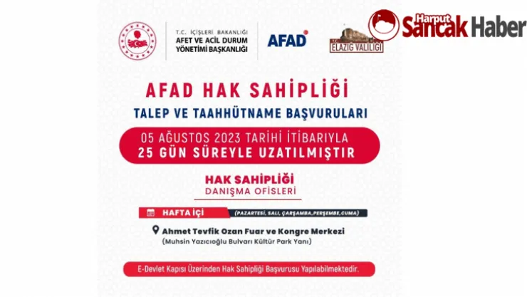 Hak Sahipliği Başvuruları 25 Gün Uzatıldı