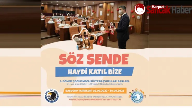 Kartal Belediyesi Çocuk Meclisi'nin 3. Dönem Üye Başvuruları Başladı