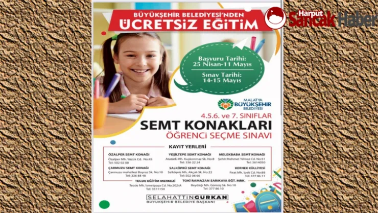 Malatya Büyükşehir Belediyesi'nden Ücretsiz Eğitim Desteği