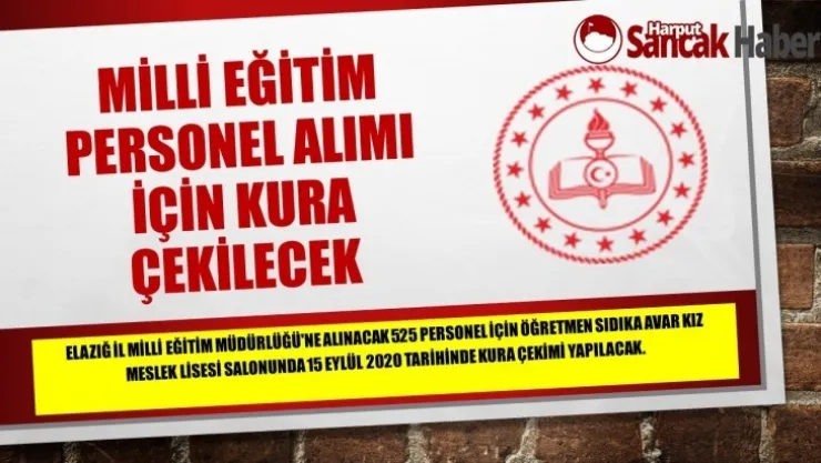 Milli Eğitim Personel Alımı İçin Kura Çekilecek