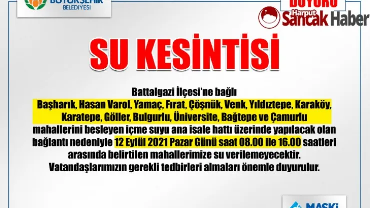 Su Kesintisi Duyurusu