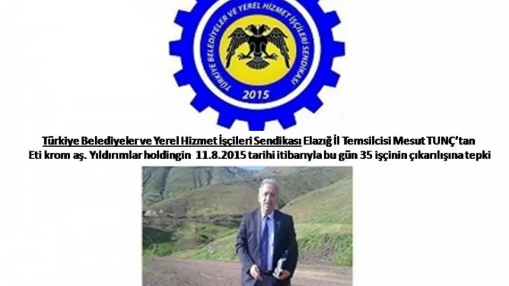 Türkiye Belediyeler ve Yerel Hizmet İşçileri Sendikası İl Temsilcisi M.MESUT TUNÇtan tepki