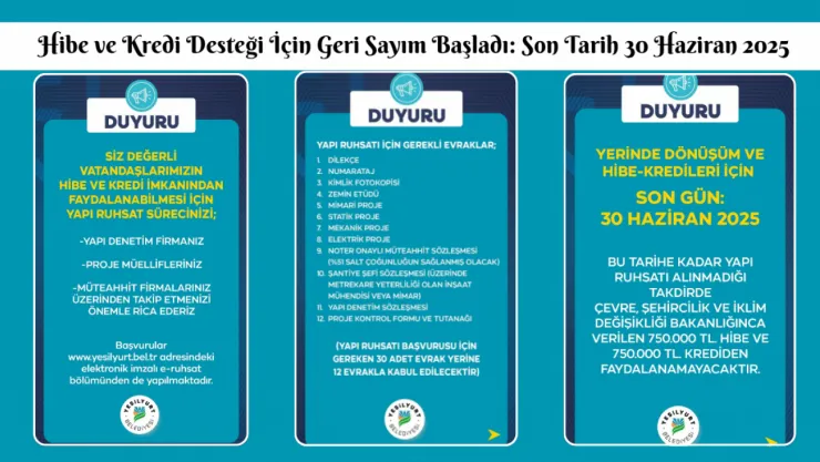 Yerinde Dönüşüm ve Hibe-Kredileri İçin Son Gün 30 Haziran 2025
