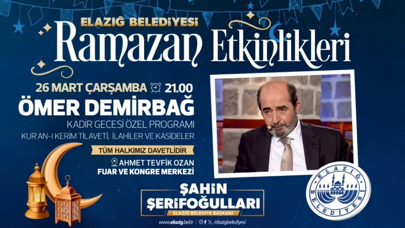 Elazığ Belediyesi'nden Kadir Gecesi Özel Programı